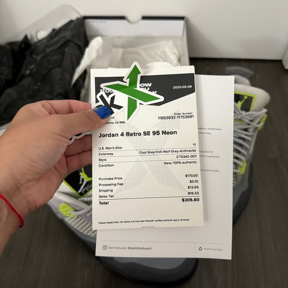 Air Jordan 4 Retro SE 95 Neon Cool Grey Volt 2020 Men’s 11 Sneakers Nike in Box - Picture 2 of 14